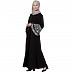 Designer abaya with embroidered sleeves- Black and White